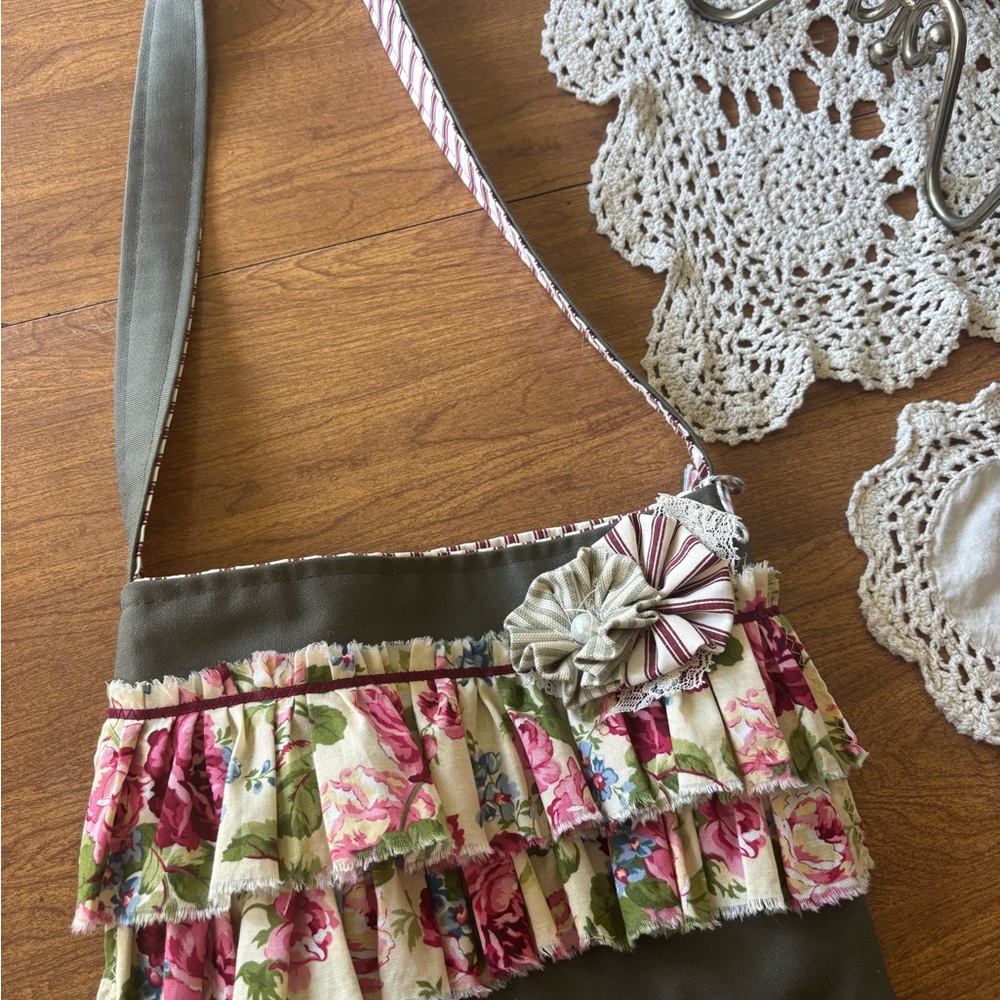 Floral Ruffle Crossbody Bag